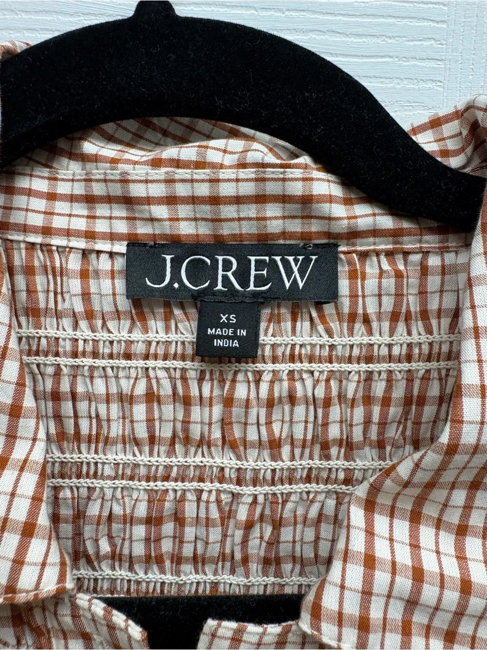 J. Crew Short-Sleeve Button-Up Shirt in Brown and Cream Plaid